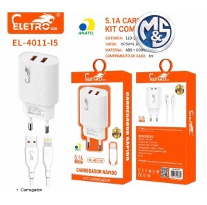 CARREGADOR IOS EL-4011-I5 5.1A 2USB 25w 